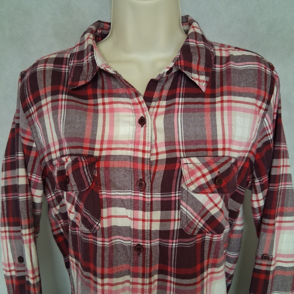 Blue Age Jeans USA Plaid Flannel Shirt Large Pink